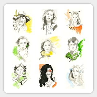 fashion illustration watercolor Sticker